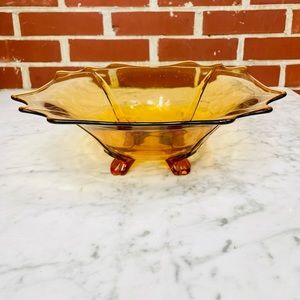Vintage Amber Art Deco Glass Bowl